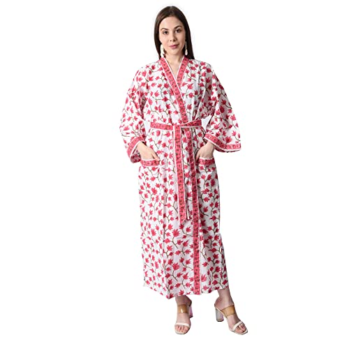 Fabric Venue Hand Printed Kimono, Block Print Robes, Handmade Robes, Cotton Kimono, Dressing Night Wear, Beach Dress, Floral Kimono Robe Km-13 #TOP25