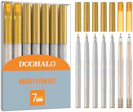 DOOHALO Gold Metallic Glitter Gel Pens Set for Cricut Maker 3/Maker/Explore 3/Air 2/Air,Variety Medium Point Tips Marker Pens for Scrap-Booking,Drawing,Coloring,Writing,calligraphy