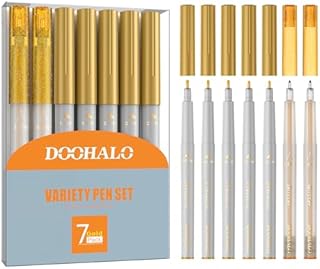 DOOHALO Gold Metallic Glitter Gel Pens Set for Cricut Maker 3/Maker/Explore 3/Air 2/Air,Variety Medium Point Tips Marker Pens for Scrap-Booking,Drawing,Coloring,Writing,calligraphy
