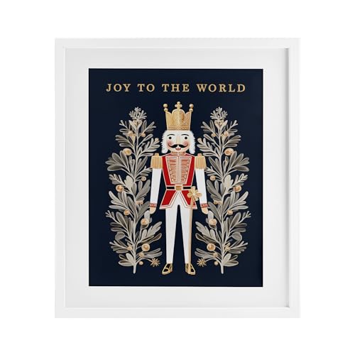 Affiche encadrée Joy To World Stupell Industries tableau Noël cadre blanc