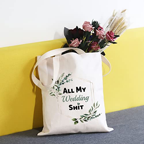 Tsotmo TOTE BAG Bride To Be Gift All My Wedding Shit Floral Bride Wedding Day Emergency Kit Tote Bag  thumb #5