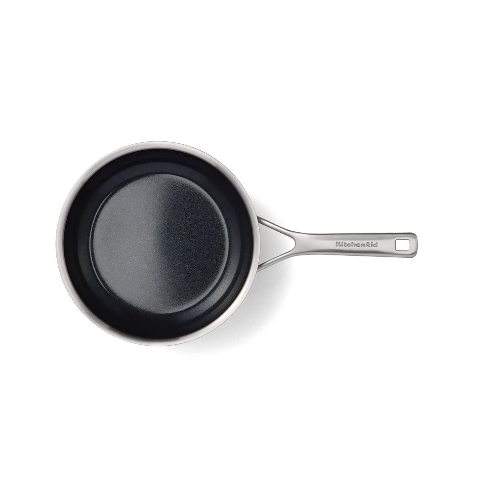 KitchenAid Padella Multi-Ply Padella antiaderente in acciaio inox, senza PFAS e ceramica antiaderente da 20cm, induzione, Multi Clad, argento