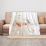 JUTENI Fischkarpfen mit Punkten, gewichtete Decke, warm, weicher Druck, Überwurf, Decke für Sofa, Bett, Picknick (125 x 100 cm)