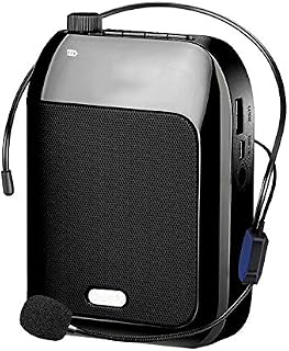 JCWY Portable Voice Amplifier 15W Voice Loudspeaker with Wired Microphone Headset, Black Speaker with Amp Powerful Mini for Teachers, Tour Guide, Training, Presentation, Coaches