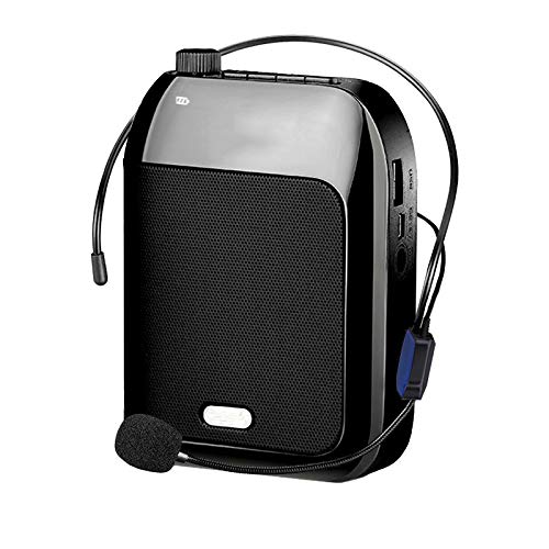 Portable Voice Amplifier 15W Voice Loudspeaker with Wired Microphone Headset, Black Speaker