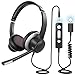 Produktbild Vividtone USB Headset, 3,5mm Computer Headset mit Noise Cancelling Mikrofon, Inline-Steuerung, Stummschaltung, kabelgebundenes PC Office Business für Laptop/Callcenter/Handy/Skype/Klasse, Dunkelgrau