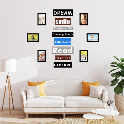 Multi photo Frame Multiple Pictures for Wall Engineered- Wooden Picture Frames Black Family 6x4 Photo Frames Multiple Photos for Gallery Living Room Bedroom Family Tree Wall Art Wall Sticker