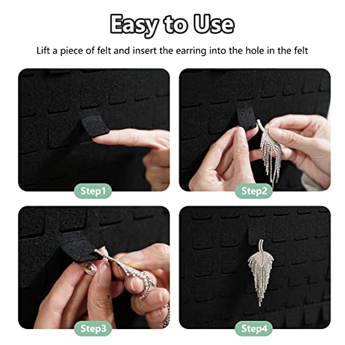 Ainslisty Earring Organizer Hanging Earring Holder, Holds Up To 330 Pairs, Soft Felt Wall Mount Earring Display Holder Stud Earrings Organizer For Women Girls - 1 Pack (Include Metal Hook And Rope) #TOP3