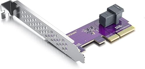 H!Fiber Adattatore da PCIe a SFF-8643 per SSD U.2 (SFF-8639), Porta Singola SFF-8643, PCIe X4, Supporto Windows/Linux/VMware ESXi, con Staffa a Profilo Pieno e Basso