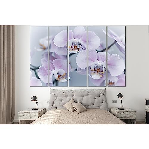 Orchid Flowers №SL710 ZELLART tableau fleurs 5 panneaux déco murale 140x90