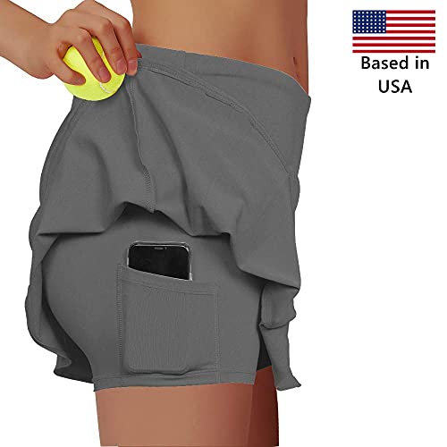 Rainbow Tree Tennis Skirts for Women Golf Skirt Tennis Skort Pleated with Side Inner Pockets Indoor Exercise,Runs Large Grey