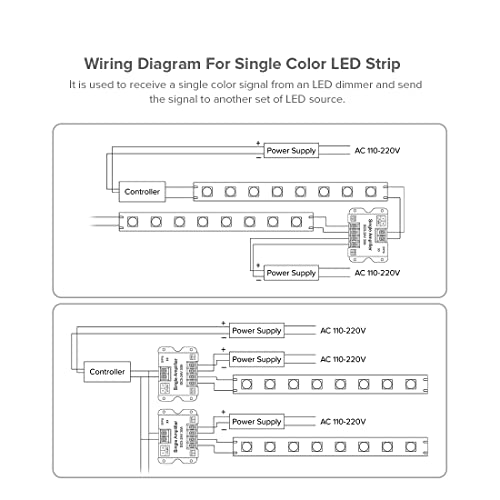 Image of BTF-LIGHTING COB FCOB 2835 3014 3528 5050 1 Channel Signal Amplifier Controller Work with V- V+ Single Color 2Pin LED Strip Suitable for Long Distance Light Projects DC5V DC12V DC24V Max 30A