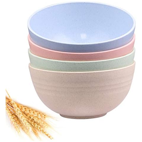 DUOLUV Unbreakable Cereal Bowls - Wheat Straw Fiber Lightweight Bowl Sets 4 - Dishwasher & Microwave Safe - for,Rice,Soup Bowls (24 OZ) Cover
