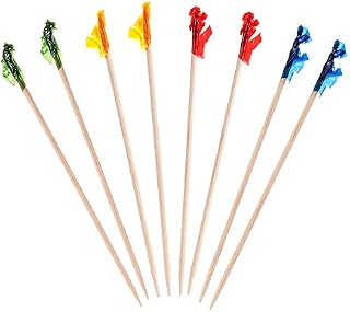500 Pcs Cocktail Picks Sticks, Frill Toothpicks for Appetizers, 10 cm Bamboo Skewers, Fancy Appetizer Picks for Various Parties, Colorful Tooth Picks for Fruit, Drinks, Sandwiches, Party Supplies