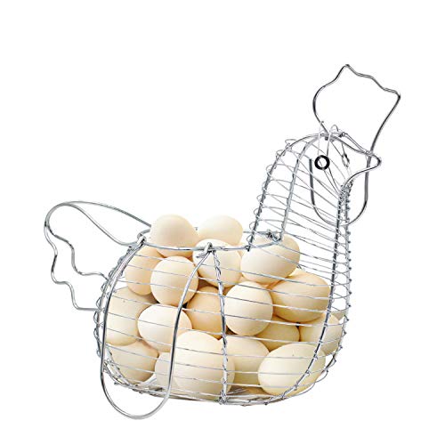 Home Decor Chicken Egg Basket Holder Metal Wire Hen Shaped Kitchen