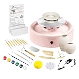Mini Pottery Wheel Kit - 6' Pottery Wheel for Kids, Teens & Adults Beginners, 2 Lb Air Dry Clay & 18PCS Clay Tools Included, Crafts for Home DIY, Ceramic Work & Art Creatio-Pink