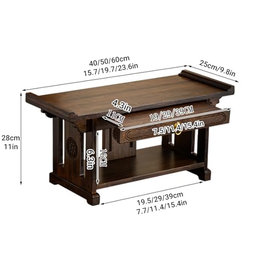 Mesa de altar pequeña de bambú de doble capa para falta de espacio en el hogar 8