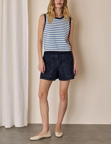 Image of Hongsui Women's Striped Color Block Sweater Vest Ribbed Knit Tank Tops Oversized Crewneck Pullover