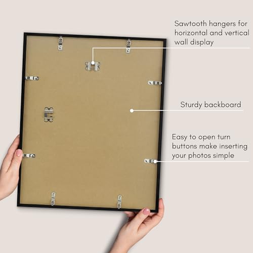 Americanflat 15x18 Picture Frame with Polished Plexiglass - Streamline Collection - Thin Border Picture Frame for Wall Display - Hanging Hardware Included - Black