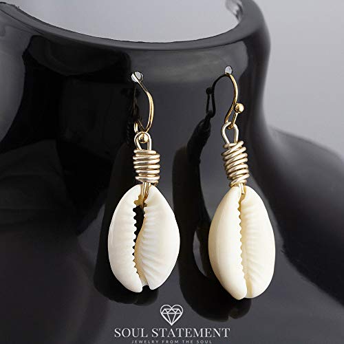 Soul Statement Summer Shell Women's Cowrie Earrings Seashell Dangle Earring Set (Cowrie Wire) #TOP3