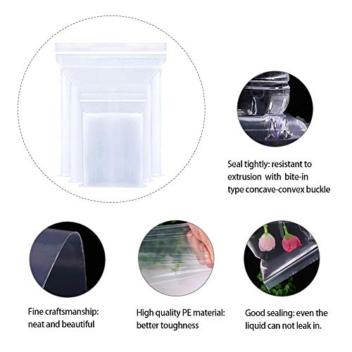 Bornfeel BF-PB-0713 Small Plastic Bags For Jewelry 300Pcs 3 Assorted Sizes Clear Zipper Baggies Jewelry Storage Bags 2 Mil thumb #3