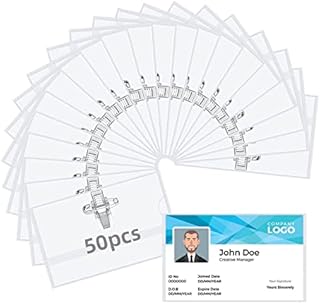 50PCS Id Card Holders, Name Badge for Work, Clear, PVC, Waterproof Horizontal Tag Card Holder with Crocodile Clip and Safety pin for School, Colleges, Offices Corporate Event, 90x 56mm