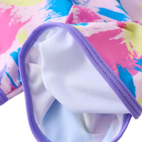 Image of UMELOK Girl Rash Guard Swimsuit 2-Pieces Long Sleeve Bathing Suit 4-12Years | Kids Swimwear Sets,UPF 50+ Sun Protection,Soft And Comfortable Fabric,Swimming Pool,Beach