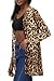 Shirt Cardigan for Women Printed Cardigan Leopard Coat Long Sleeve Open Front Cardigan Top w Pockets Brown