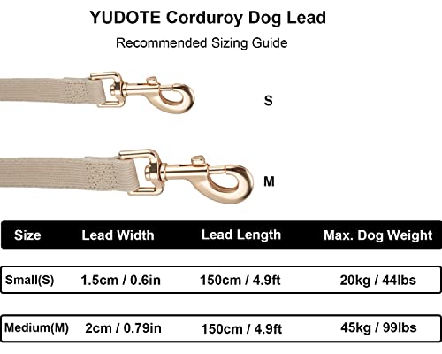 YUDOTE Weiche Cord-Hundeleine Klein,1.5x150cm,Cremeweiß