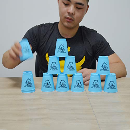 Erlsig 12 Pack Stacking Cups, M Size Quick Stack Cups Set Speed Training Game For Travel Party Challenge Competition, Blue #TOP6