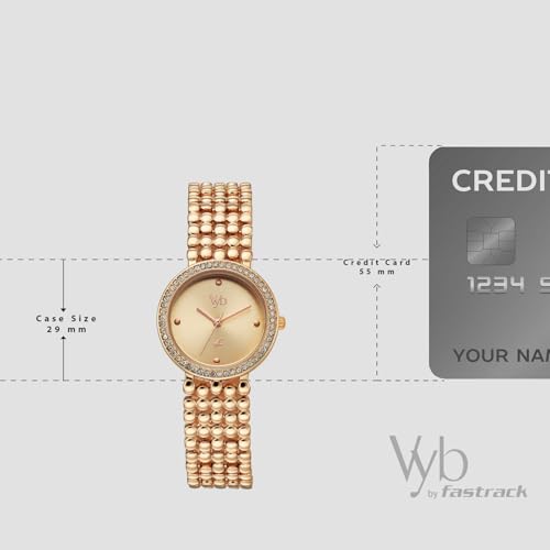 Image of Fastrack Vyb Iconique Quartz Analog with Light Peach Dial Rose Gold Strap Watch for Women - FV60111WM01W