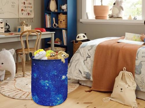 Image of Round Laundry Hamper Storage Basket Fabric Material Storage Hamper Organization Basket, Storage Bin, Gift Box with Handles for Room