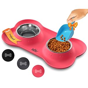 Katzen- und Hundenäpfe mit Silikon-Napfunterlage – Edelstahl Schüssel 2 x 145ml rutschfeste Silikon Fressnapf Unterlage Katzennapf Hundenapf Rosa Katzen- und Welpen Zubehör