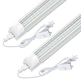CNSUNWAY Led Shop Lights 4FT, D Shape LED Light 50W 7500LM 6500K Daylight White, Garage Light, Linkable Clear Cover T8 Integrated for Garage Workshop Workbench, ETL Listed(2-Pack)