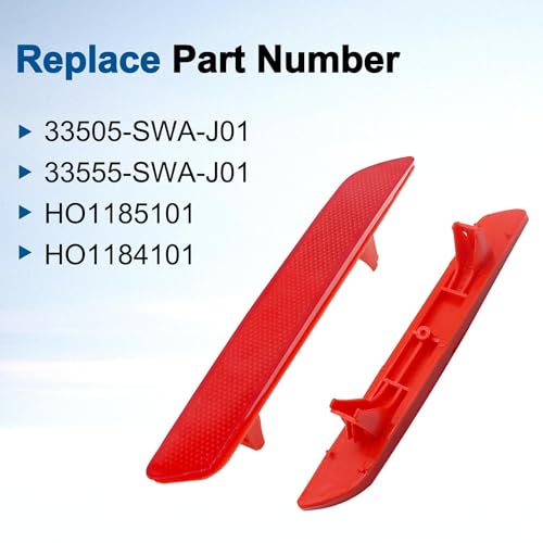 Image of 1 Pair Left Right Side Red Rear Bumper Reflector Light Fit for Honda CR-V 2010 2011 Replace 33505-SWA-J01 HO1185101 HO1184101