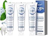 Hidroxiapatita Pasta De Dientes,3pcs 7.5% Pasta Dental con Hidroxiapatit,Pastas De Dientes Sin Fluoruro,Pastas Dental Hidroxiapatita Menta Suave,Pastass Dentals Blanqueadora