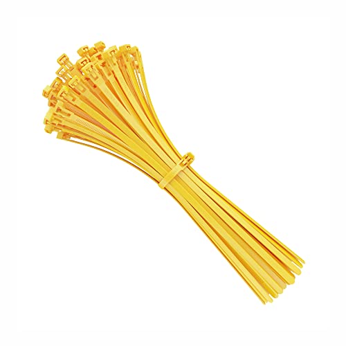 intervisio Kabelbinder Wiederverschließbar, 200mm x 7,6mm, 100 Stück, Gelb, Wiederlösbar, Wiederverwendbar