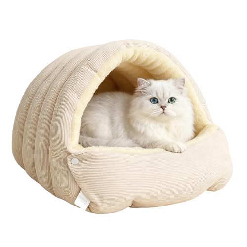 Katzenbett-Haus – warme Plüsch-Haustierhöhle für bequemen Schlaf, weiches, waschbares Zeltnest mit rutschfester Unterseite, gemütliches...