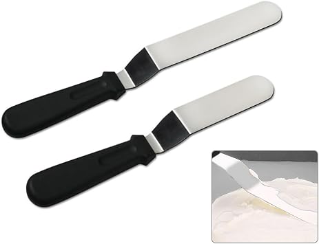 Offset Spatula,Black Stainless Steel Offset Spatula 2 Pack,6in+8in Curved