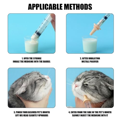 Image of Pet Feeding Syringe with Nipple, Silicone Feeding Tools for Kitten Puppy Feeding Syringe for Newborn Cat Dog Small Animals Rabbits (10ml+12ml)