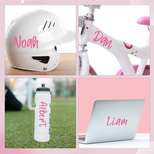 Image of 6 Sheets UV DTF Cup Wrap Name Stickers for Water Bottles Waterproof Custom Vinyl Decals Personalized Lettering Gift Stickers for 14-40oz Tumbler Cups Mugs DIY Craft (Pink)