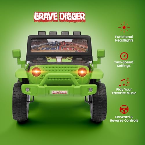 Image of Monster Jam - 12V Kids Ride On with Rechargeable Battery, LED Headlights, Press-Button Start, Durable Wheels, Forward & Reverse Drive, Contoured Seat