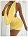 SOLY HUX Women's Sexy Deep V Neck Halter Bodycon Mini Dress Sleeveless Party Club Dresses Solid Yellow Medium