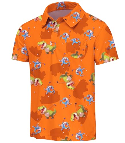 Kids Hawaiian Shirt Boys Golf Polo Beach Top Tropical, Short Sleeve Aloha Printed Tee