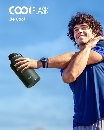Image of Coolflask Half Gallon Water Bottle Insulated with Straw & 3 Leakproof Lids