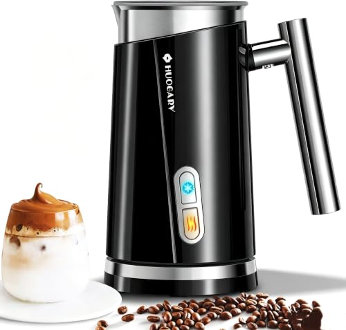 Huogary Milk Frother, Milk Steamer for Milk Foam & Hot Milk(4.5oz/10.5oz), Electric Milk Frother and Warmer for Homemade Coffee, 120V (Black)