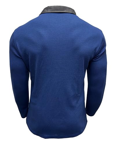 Men's Waffle Polo Shirts Long Sleeve Pocket T-Shirt Lightweight Casual Patchwork Pullover Tops3