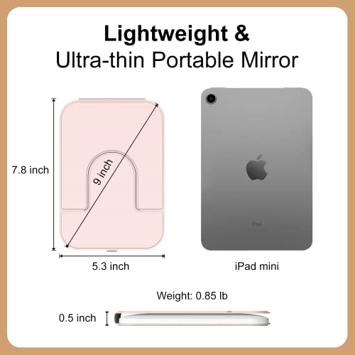 Gospire Foldable Led Travel Makeup Mirror With 60 Led Lights, Rechargeable Compact Mirror With 3 Color Lights & Adjustable Brightness, Lighted Vanity Mirror Folding Travel Mirror With Lights - Pink #TOP5
