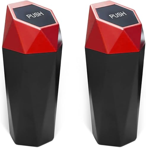 2 cubos de basura para automóvil con tapa, mini bote de basura portátil para automóvil, pequeño cubo de basura a prueba de fugas, cubos de basura