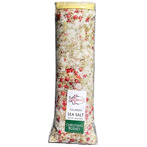 Icelandic Sea Salt | Hand Made Flavored Sea Salt for Grinder Refill, Using All Natural Ingredients and Pure Flakey Sea Salt Organic from Iceland (Holiday Blend, 80g Bulk Refill)
